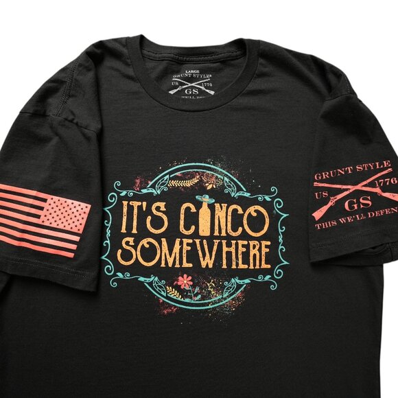 Grunt Style Short Sleeve Shirt Mens Size Large Black It's Cinco Somewhere Funny - Picture 3 of 8